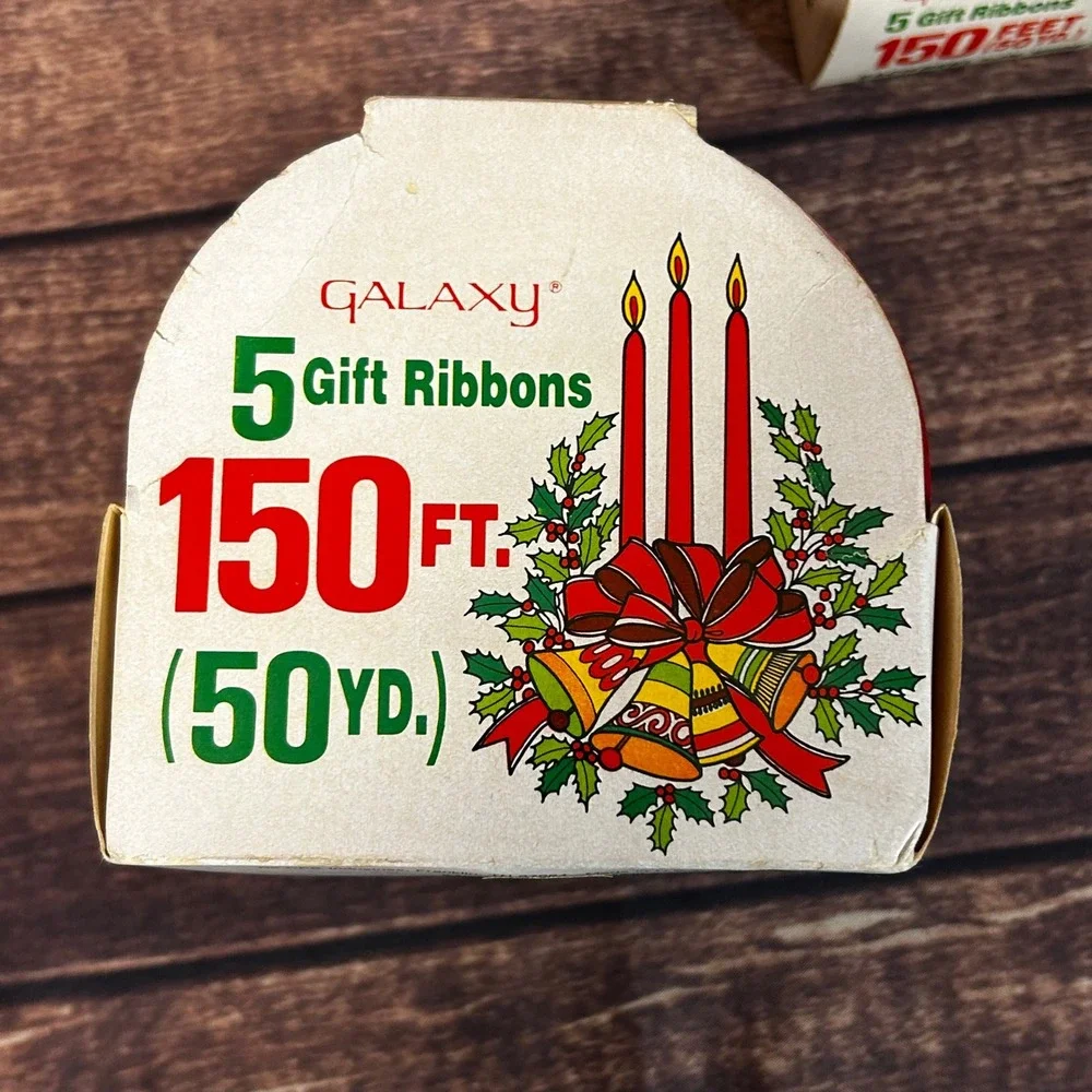 Galaxy Vintage Christmas Gift Ribbon 2 Packs 10 Reels Red Green Gold 300 FT